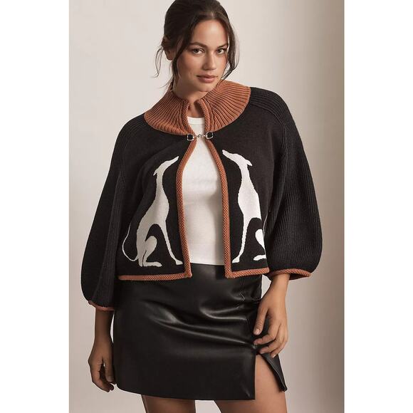 Maeve Cape Cardigan Sweater - Xs Black Pattern - Picture 5 of 8